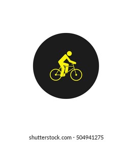 Icon cyclist, bike route sign.