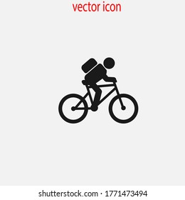 icon of a cyclist delivering. 
on a gray background vector lustration