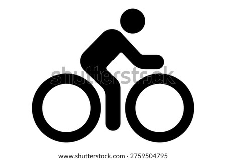 icon of a cyclist riding bicycle monochrome graphic pictogram