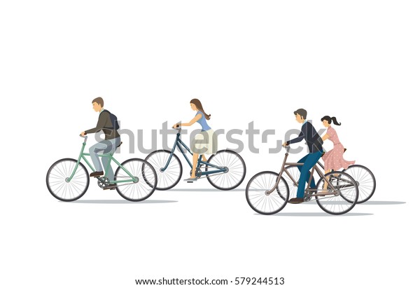 サイクリストのアイコン その女性は自転車に乗っている その男は自転車に乗っている 人々のグループがバイクをしている 人は自転車に乗る 輸送インフラストラクチャのエレメント 活動生活のコンセプト のベクター画像素材 ロイヤリティフリー
