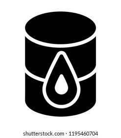 Icon of a cylinder having a drop sign on it depicting oil cylinder
