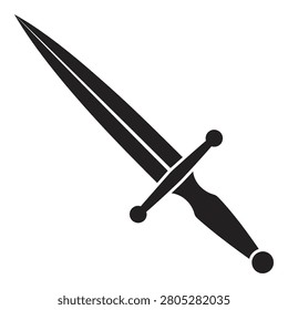 Icon of dagger weapon with handle and blade crossed over itself graphic symbol icon