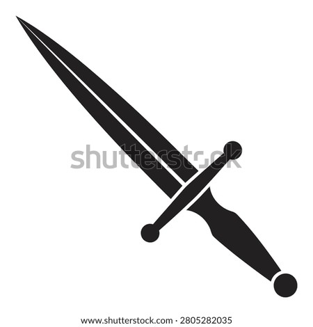 Icon of dagger weapon with handle and blade crossed over itself graphic symbol icon