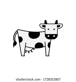 Icon Of A Dairy Cow. Nice Drawing Of A Spotted Cow.