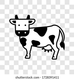 Icon of a dairy cow. Nice drawing of a spotted cow. Transparent background.