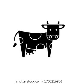 Icon of a dairy cow. Nice drawing of a spotted cow.