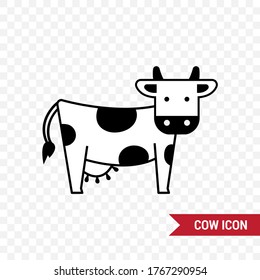 Icon of a dairy cow. Nice drawing of a spotted cow.