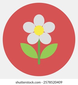 Icon daisy. Beautiful flowers elements. Icon in color mate style.