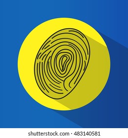 Icon. Dakteloskapiya. Identification. Fingerprint. Round. Bright. Flat design.