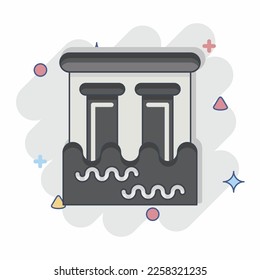 Icon Dam. related to Environment symbol. Comic Style. simple illustration. conservation. earth. clean