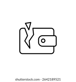 Icon Of Damaged Wallet Symbolizing Financial Crisis And Bankruptcy
