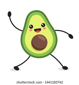 Icon of dancing avocado with face isolated on white