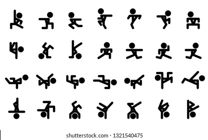 Icon dancing breakdance or hip-hop. Vector Illustration.