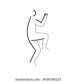 Icon of dancing man with raised hand and leg, side view