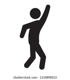 
Icon in dancing notion with one hand up and moving body
