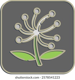 Icon dandelion. Beautiful flowers elements. Icon in embossed style.