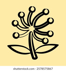 Icon dandelion. Beautiful flowers elements. Icon in hand drawn style.