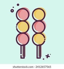 Icon Dango. related to Sakura Festival symbol. MBE style. simple design editable. simple illustration