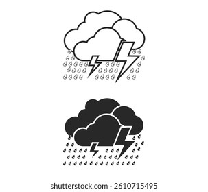 Icon of dark clouds, heavy rain, and lightning bolts, symbolizing a severe weather event.