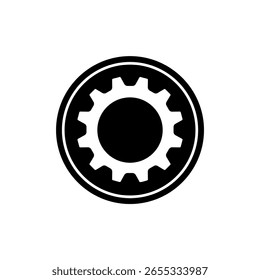 Icono de un engranaje discontinuo, aislado contra un fondo limpio.
