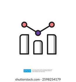 Icon of Data Analytics and Growth Charts with Colorful Bars and Graphs Representing Business Performance and Strategy