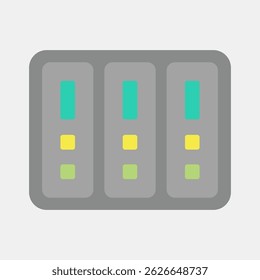 Ícone do data center. Elementos de componentes do computador. Ícone em estilo plano.