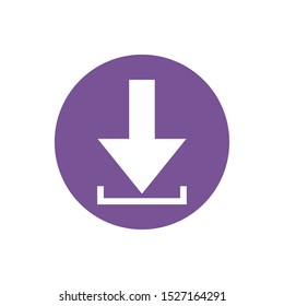 icon of data download arrow in color circle illustration