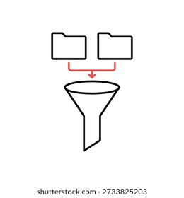 Icon a data filter funnel and folders, isolated against a clean background.