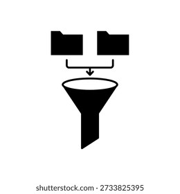 Icon a data filter funnel and folders, isolated against a clean background.