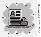 Icon data protection. Internet network elements. Icon in comic style.