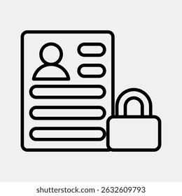 Icon data protection. Internet network elements. Icon in line style.