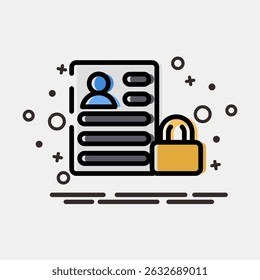 Icon data protection. Internet network elements. Icon in MBE style.