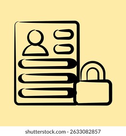 Icon data protection. Internet network elements. Icon in hand drawn style.