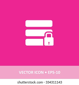 Icon of Data Security  on Magenta Color Background. Eps-10.