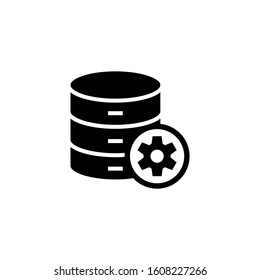 icon of data, storage, database in black flat design on white background