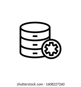 icon of data, storage, database in outline style on white background