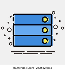 Banco de dados de ícone. Elementos de componentes do computador. Ícone no estilo MBE.