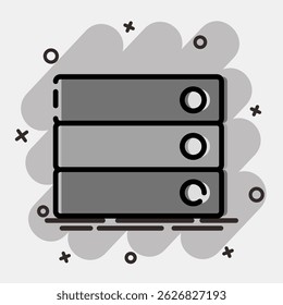 Icon database. Computer components elements. Icon in comic style.