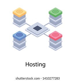 
Icon of database network in isometric design.

