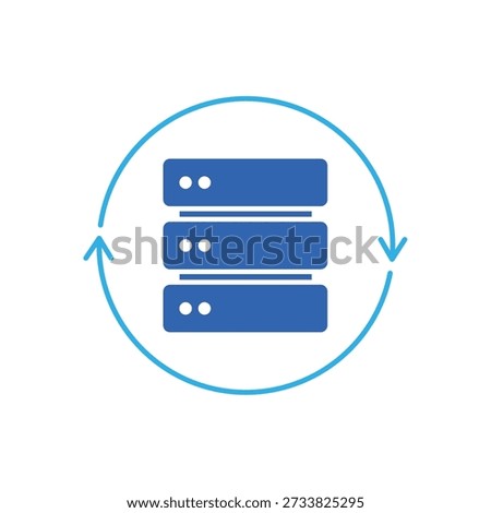 Icon a database sync with rotation arrows, isolated against a clean background.