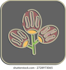 Icon date fruit. Ramadan kareem elements. Icon in embossed style.