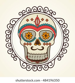 icon day of the dead mexican design isolated
