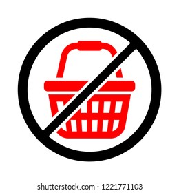 Icon for the day of rejection of shopping. Red crossed shopping cart symbol. Vector illustration.