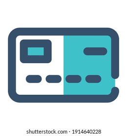 icon debit card number using filled line style and blue color