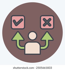 Icon Decide. related to Choice symbol. color mate style. simple illustration