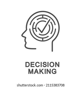 Icon – decision making. Cognitive decision making process in a maze of paths. The thin contour lines.