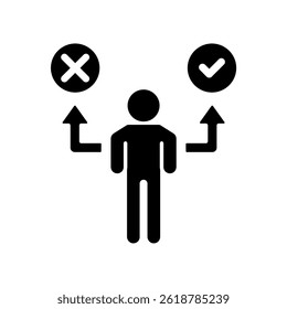 Icono de una toma de decisiones, aislado en un fondo limpio.