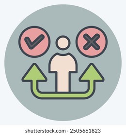 Icon Decision. related to Choice symbol. color mate style. simple illustration