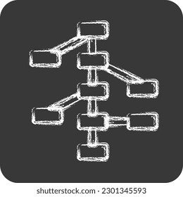 Symbolentscheidungsbaume. in Bezug auf das Symbol für maschinelles Lernen. Kreideart. einfaches Design bearbeitet