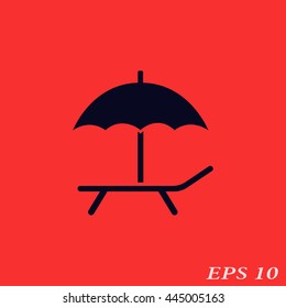 Icon deckchair with an umbrella.